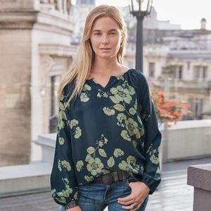 Blue Sundance Floral Silk Blouse